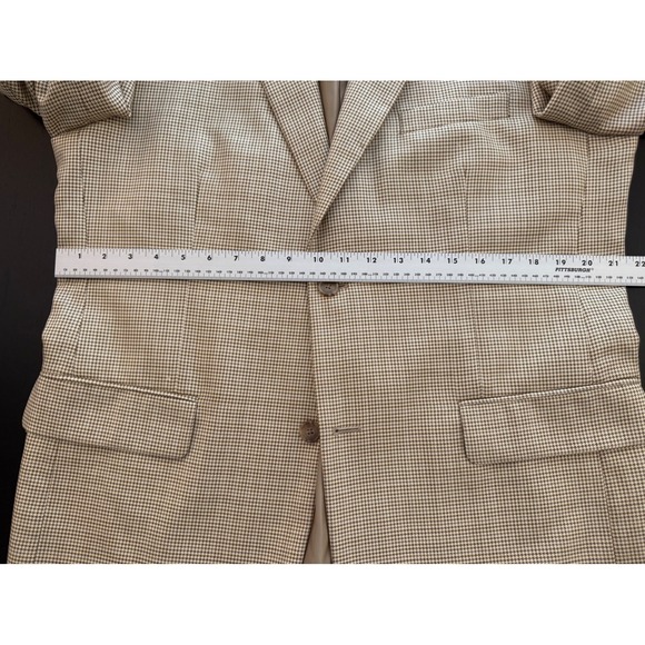 Tasso Elba Sport Coat Mens 42R Tan Houndstooth Wool Two-Button Blazer Jacket - Picture 10 of 15